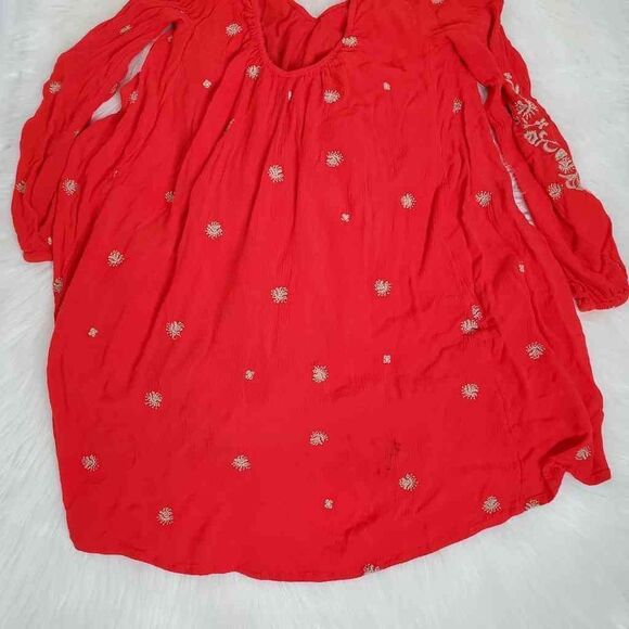 FREE PEOPLE sweet Tennessee Boho embroidered dress in red size S - Picture 12 of 15